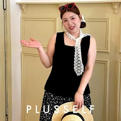トップス｜大きいサイズ・レディース・ノースリーブトップス・ニットベスト・スクエアネック・着回し・体型カバー・夏