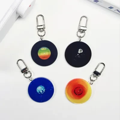 レコード型キーホルダー｜アクリル・両面印刷・名入れ キーチェーン・オリジナル・キーリング・名入れアクセ・JKバッグ・バッグチャーム・推し色