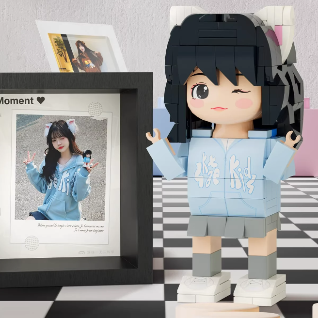 ブロック人形｜フォトフレームシリーズ・一人／二人・ギフトに最適・写真付属・プレゼント|undefined