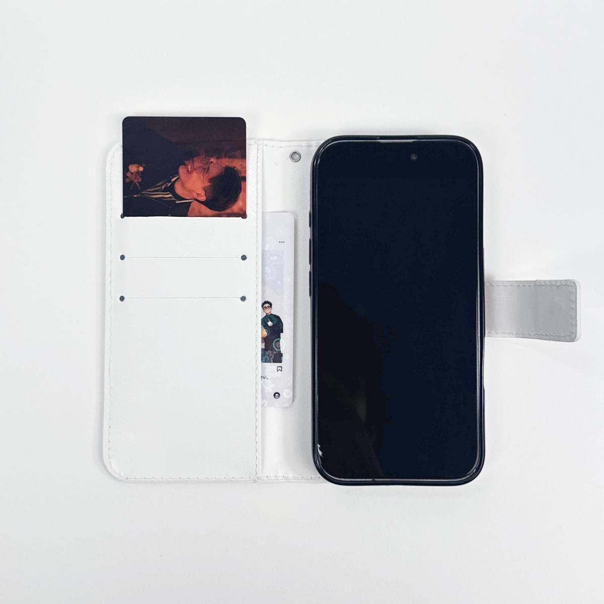 手帳型スマホケース｜スタンド機能付き・合成皮革・UV印刷・2色選択可能|undefined