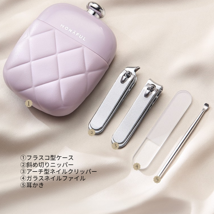 MONAFUL ネイルクリッパーセット｜4点セット・携帯便利・自宅用・爪やすり付き・フレンチネイル・おしゃれ・簡単|undefined