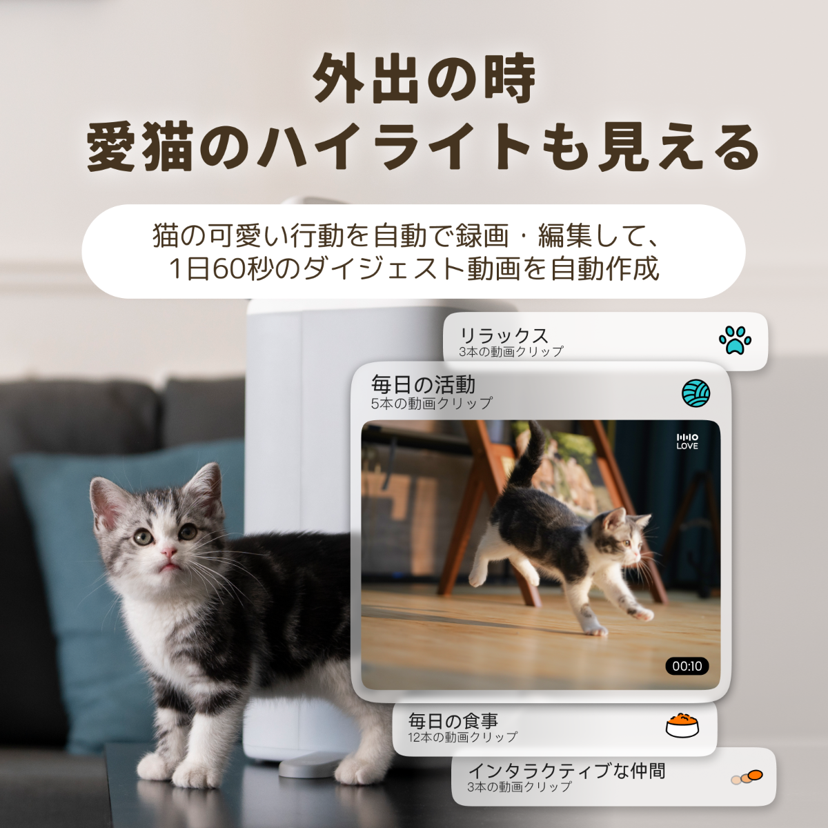 【HHOLOVE日本大人気】O Sitter猫用スマートコンパニオンロボット ｜ AI・カメラ付・犬、猫留守番・双方向会話・自動給餌器 ・wifi対応|undefined