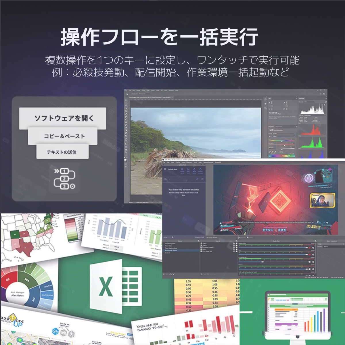 小型カスタムキーボード｜ストリームデッキ・クリエイティブ・作業効率化・視覚的に操作・大口径ダイヤル付き・多機能|undefined