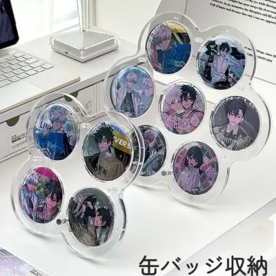 WOWオリジナル バッジ収納｜アクリル製・バッジディスプレイスタンド・収納ボックス・防塵・アニメグッズ・展示用・推し活
