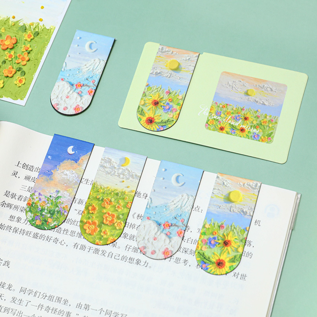 ページホルダー｜油絵風・磁石式・学生向け・ノート分類・両面紙製・学習用・読書グッズ・おしゃれ・美しい|undefined