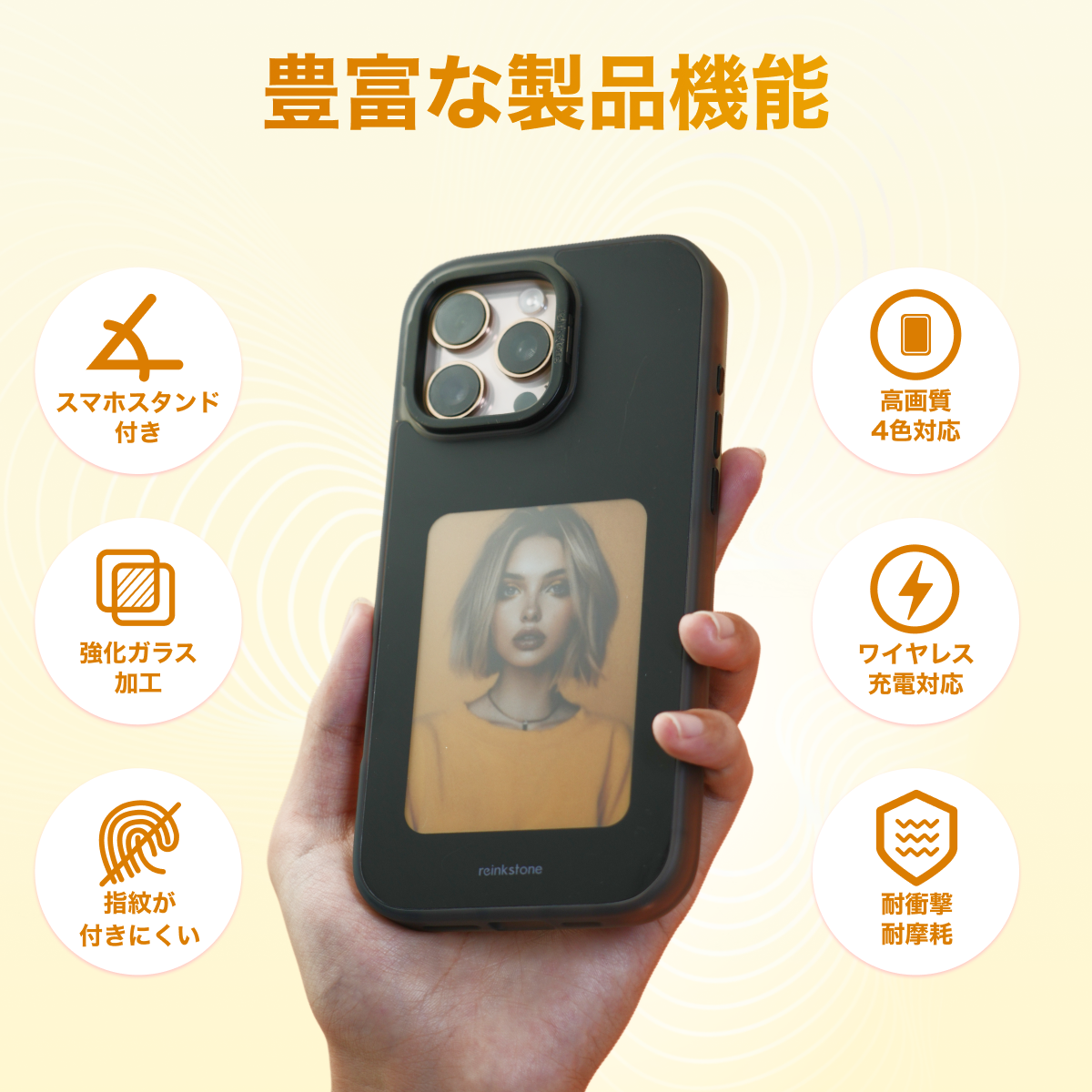 【Reink Case C2】高画質4色電子ペーパースマホケース｜正規取扱店・リインク・ディスプレイ・iPhone 16 Pro対応・アプリ操作・充電不要・NFC通信・3.98インチ・電子インク・E-Ink|undefined