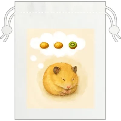 "ぼくはじゃがいも､､ぼくはじゃがいも､､あわよくばキウイフルーツ､､‼️"巾着