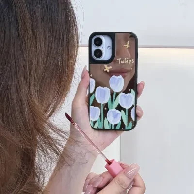 ミラースマホケース｜ミラー面・iPhone対応・シリコン・防落下・新作・カスタマイズ可能・2色対応
