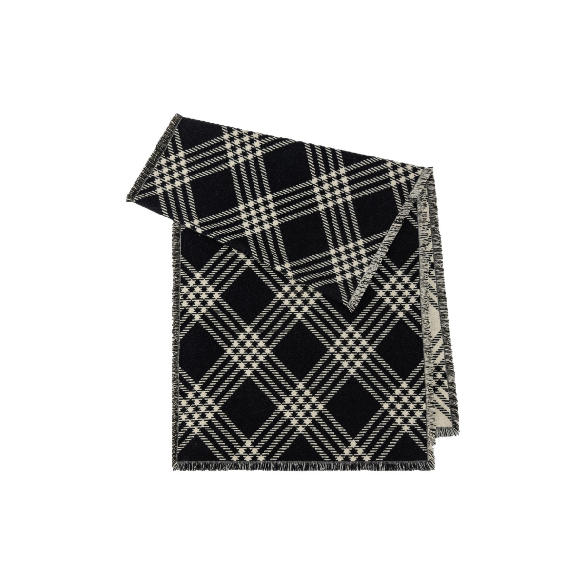 マフラー｜包芯糸・両面斜文織り・フリンジ付き・格子柄・長め・大判ストール・ふんわり感・あったか・秋冬新作|undefined