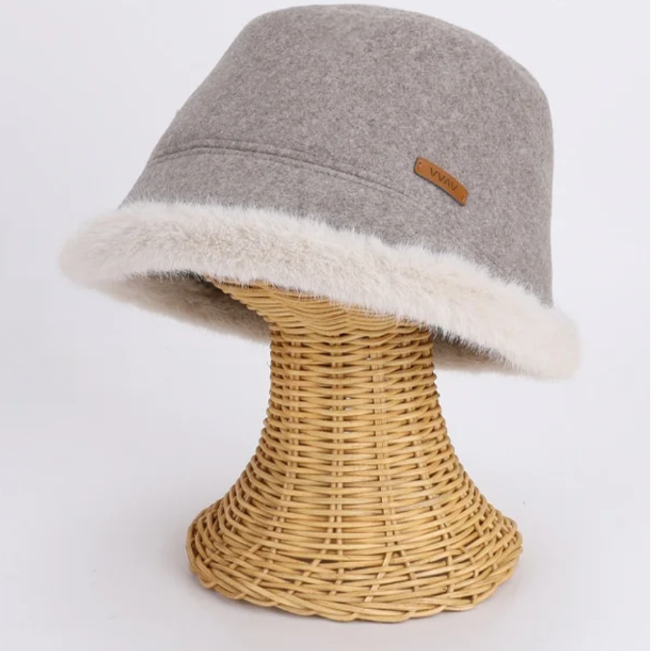 フェルトのボウラーハット｜秋冬・裏起毛・保温・帽子・バケットハット・大きめサイズ・小顔効果・おしゃれ・トレンド感|undefined