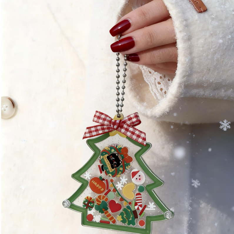 クリスマスツリーシェイカーフレーム｜揺れる・フォトフレーム・楽しい・2.1mm厚さシェイカーを入れ・アクリル・スタンド・キーホルダー|undefined