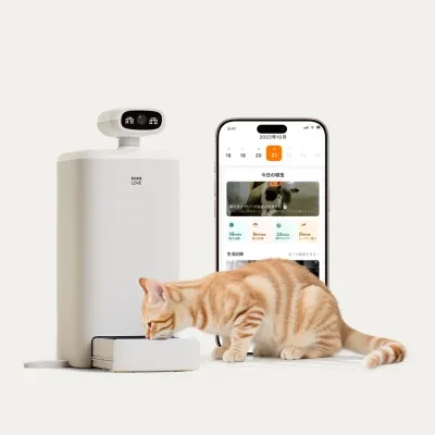 HHOLOVE 【HHOLOVE日本大人気】O Sitter 猫用スマート見守りロボット｜AI・カメラ付・ペット用・犬、猫留守番・双方向会話・自動給餌器 ・wifi対応・ オーシッター・ペット用・犬用・猫用スマート見守りロボット