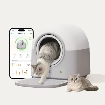 HHOLOVE 自動猫トイレ Pro ホワイト｜全自動清掃＆AI管理・掃除不要・脱臭・多頭飼い対応・｜スマホで遠隔操作（iOS/Android対応）｜自動脱臭｜多頭飼いにも対応｜日本語説明書付き｜安心の1年保証｜米Amazon新着1位