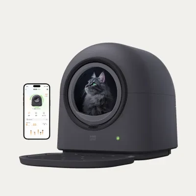 HHOLOVE自動猫トイレ Pro L1 ダークグレー｜脱臭・AI管理・多頭飼い対応・MakuakeカテゴリTOP3｜全自動清掃｜スマホ遠隔操作iOS/Android対応｜自動脱臭｜多頭飼い対応｜日本語説明書付き｜1年保証｜国内発送