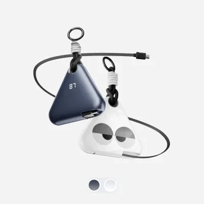 FansDreams おにぎり型 テープ式モバイルバッテリー｜10000mAh・PSE認証・多機能・Type-C対応・LED残量表示・伸縮式テープケーブル・着脱式ストラップ付き