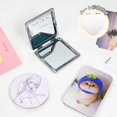 コンパクトミラー｜PU素材・ペット・ファミリー・アイドル｜あなたの”好き”を自由にデザイン・何もオリジナル！両面印刷（左右反転ではない）