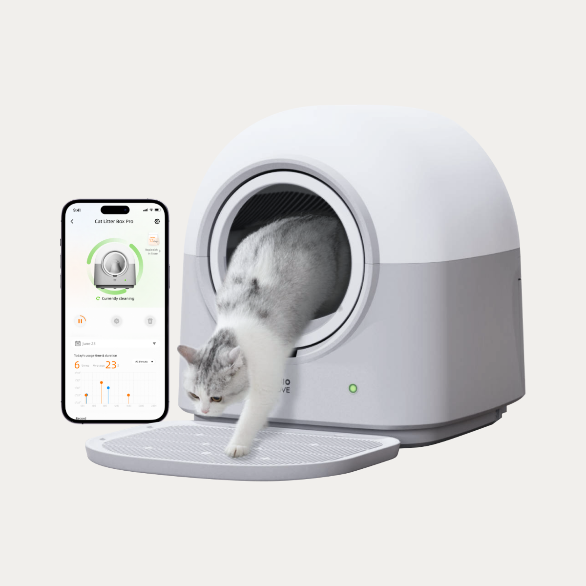 自動猫トイレ Pro ホワイト｜全自動清掃＆AI管理・お掃除の手間を軽減
