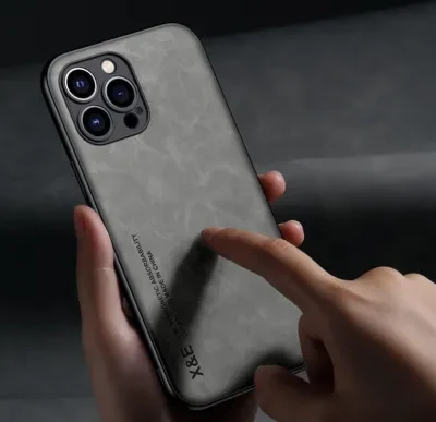 マグネット内蔵フロストレザー調iPhoneスマホケース｜シンプルなデザイン・優しい手触り