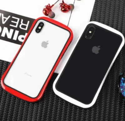 ワクワク広場 【くびれ】耐衝撃性カラフルフレーム背面クリアiPhoneスマホケース｜Sラインで持ちやすい！透明で本体の美しさと耐衝撃性を兼ね備えた！