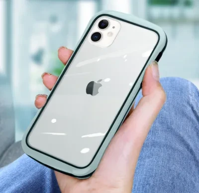 【くびれ】Sラインフレーム背面クリアiPhoneスマホケース｜持ちやすい設計！透明で本体の美しさと耐衝撃性を兼ね備えた！