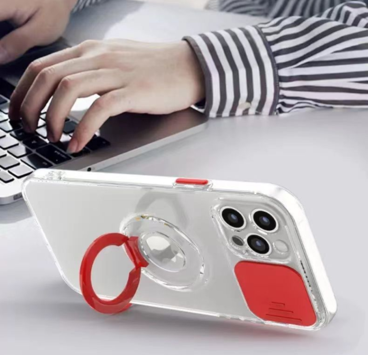  スライドカメラレンズカバーとリング付きクリアiPhoneスマホケース｜シンプルで実用的なデザイン、カラーバリエーション豊富|undefined