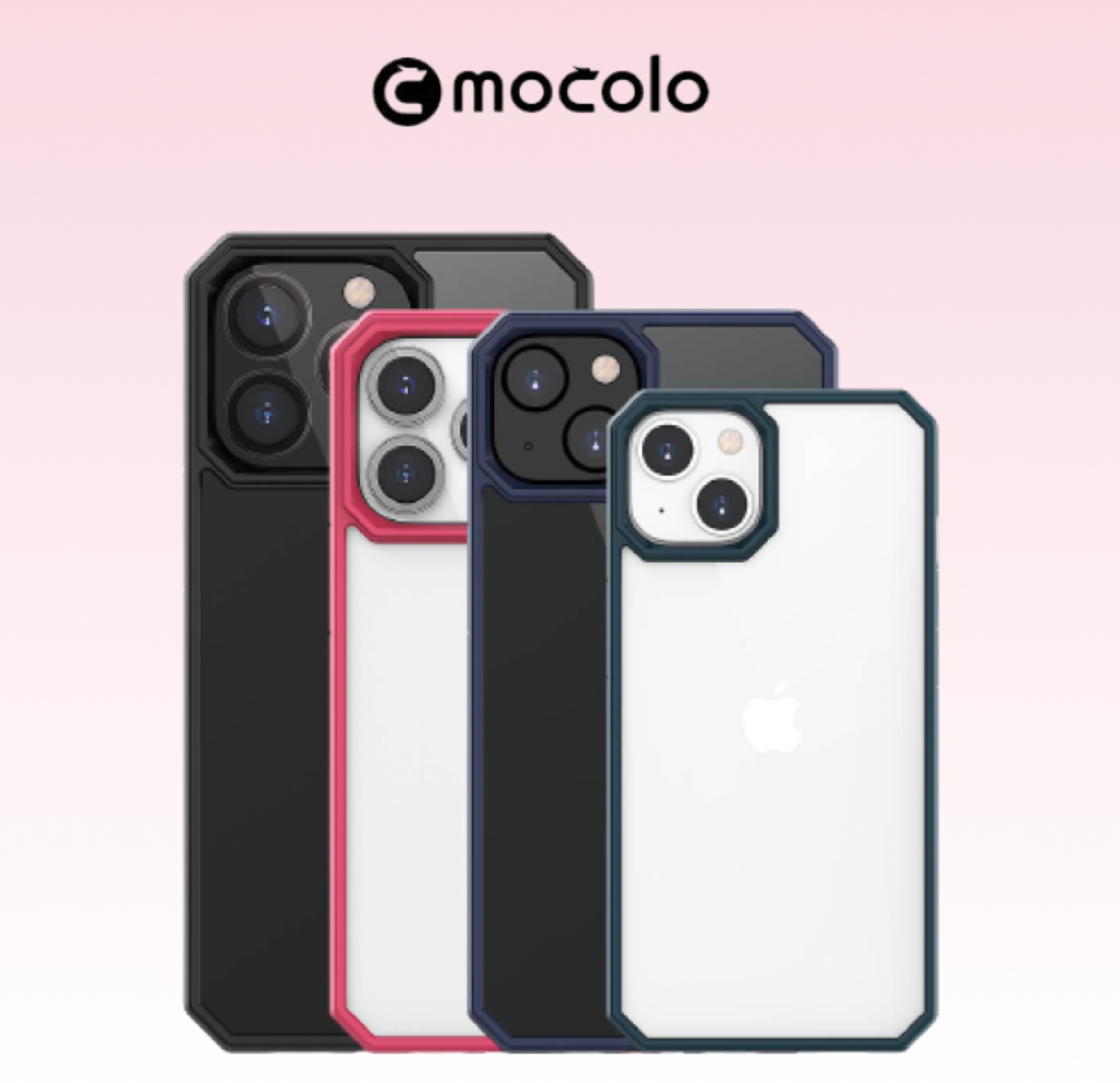 【高品質】幾何学なカットエッジ背面クリアiPhoneスマホケース｜ボタンはフレームと一体型設計、洗練されて落ち着く雰囲気「mocolo」