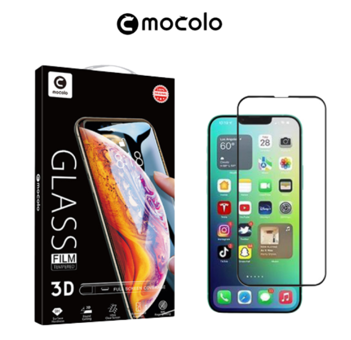 『iPhone14シリーズ専用』【9H硬度】黒縁3Dラウンドエッジ強化ガラスiPhone保護フィルム｜縁まで完全フィット！「mocolo」