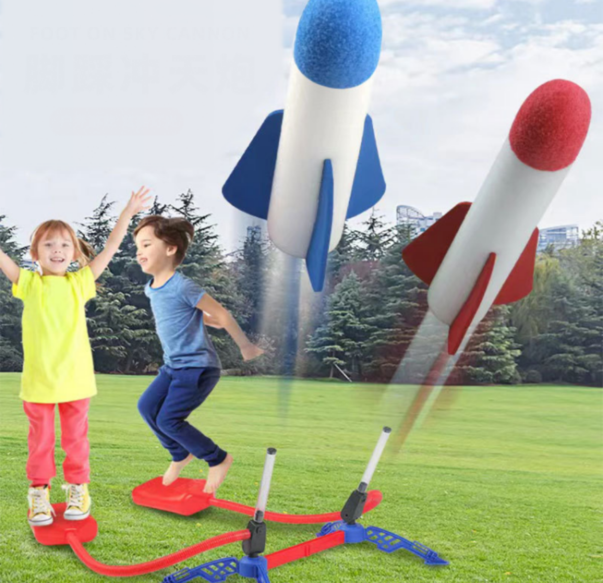 LED付き超楽しい空気力発射装置&ロケット｜アウトドア庭ゲームおもちゃ 遊びながら運動を促進することができる！