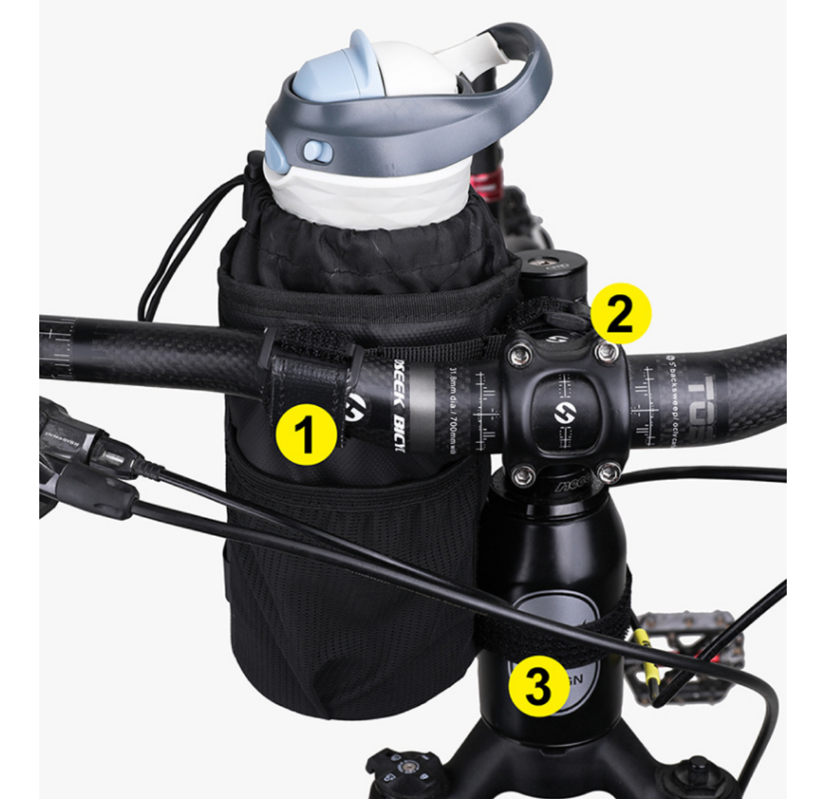 水筒ホルダーバッグ（保温・保冷）｜スマホ収納ポケット付き、バイクや自転車に固定できる設計|undefined
