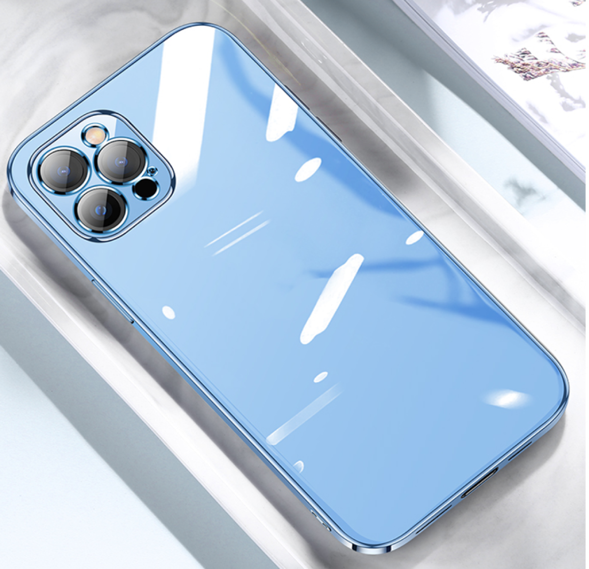 メッキフレーム透明iPhoneケース｜シリコン材料で柔らかい