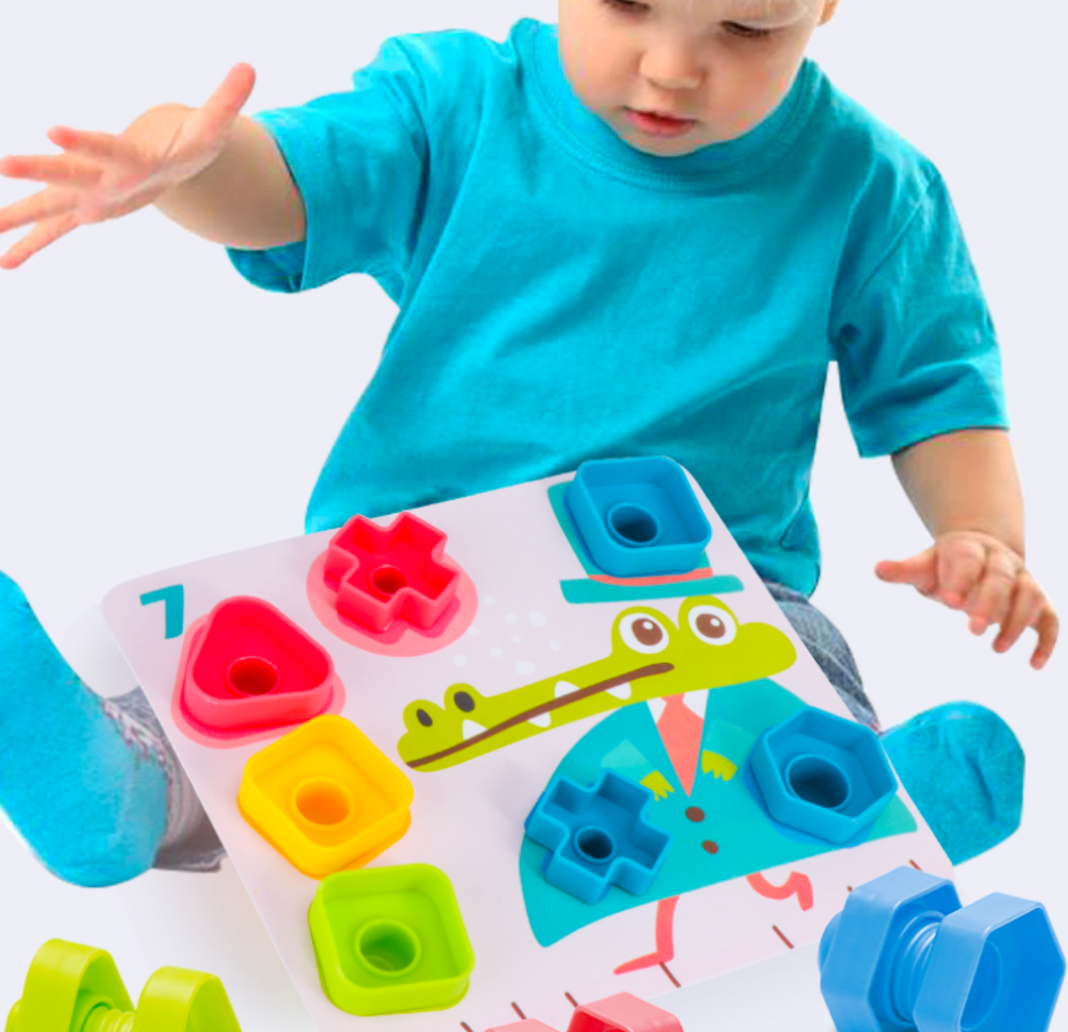 『モンテッソーリ知育おもちゃ』ジャンボナットとボルトセット｜子供のおもちゃ用の図形パズル·形の分類 ·初心者の形のおもちゃ組み立てセット