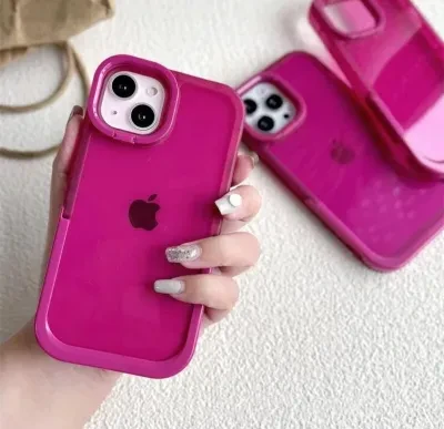 ワクワク広場 【隠しスタンド】iPhone対応スマホケース｜きれいローズ色