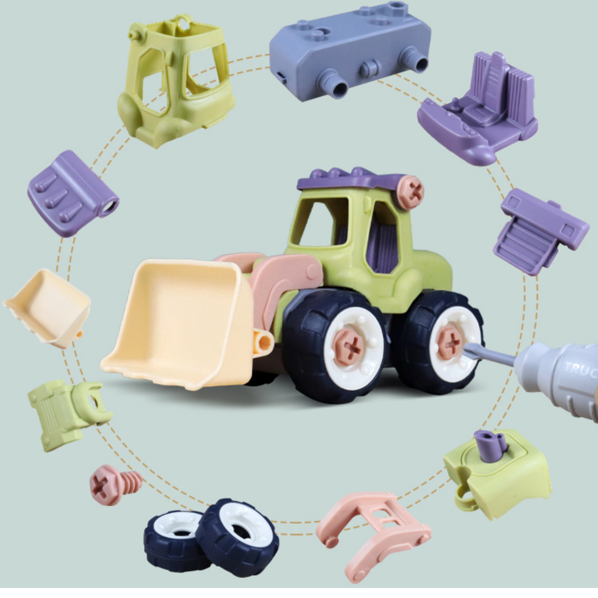 『知育おもちゃ』組み立て式工事作業車両セット｜ブルドーザー＆ブレーカー、組み立ているうちに、子供の創造力を育てる！|undefined