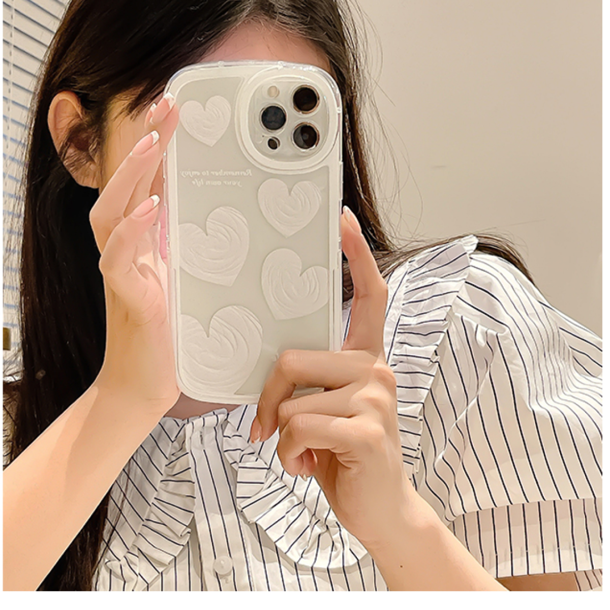 iPhoneスマホケース｜隠しスタンドデザイン・恋のハート・白いハート・落下防止・耐衝撃|undefined