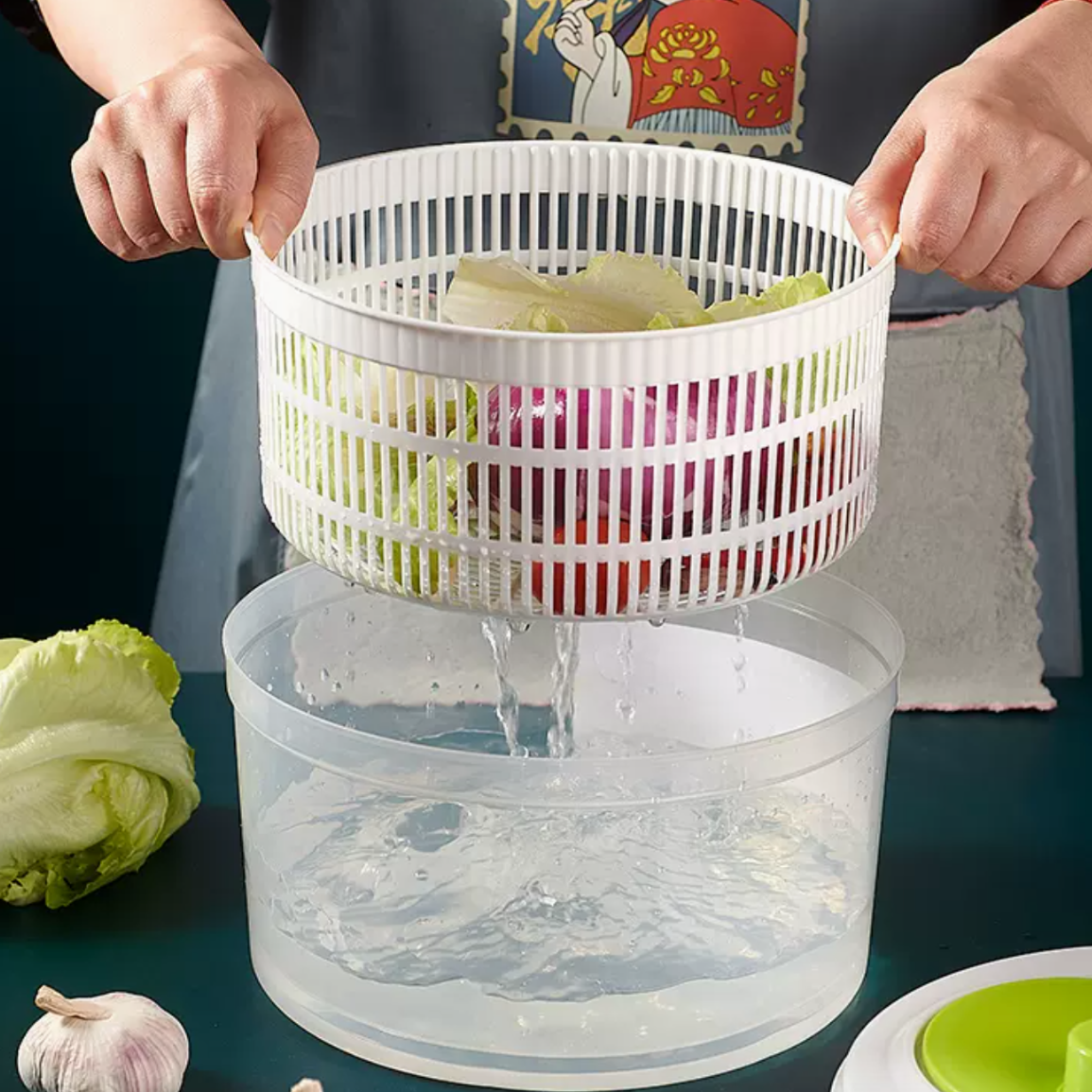 回転野菜水切り器｜野菜サラダに最適！ぐるぐる回すだけで簡単水切り！|undefined
