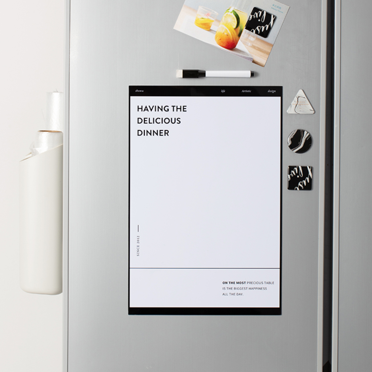 【冷蔵庫用】 マグネット吸着ホワイトボード｜掲示板 伝言 メッセージ 覚書 連絡メモなど、色々使える