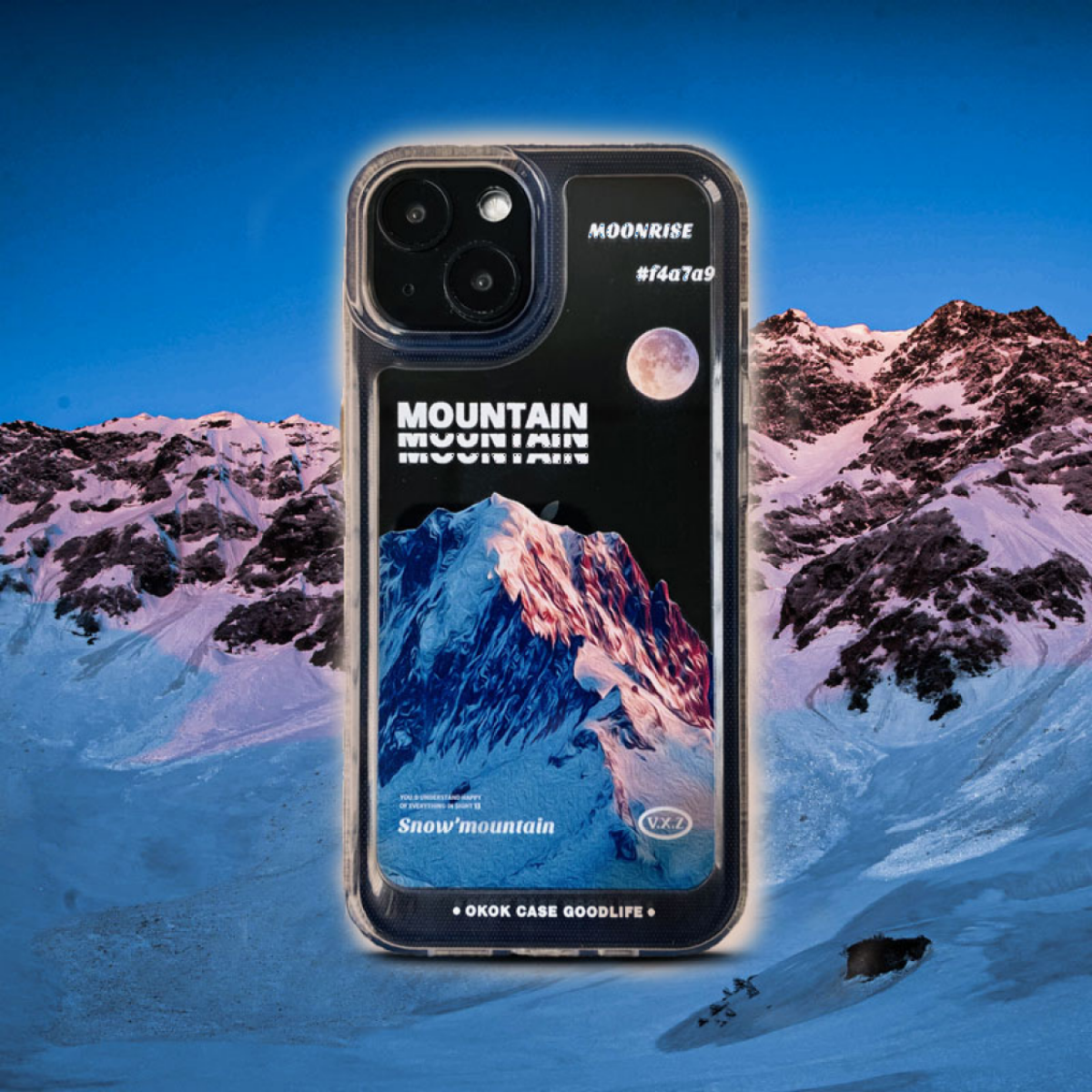 「雪山・白銀の世界」 クリアソフトiPhone対応スマホケース （14も対応） ｜日に照らされた美しいモルゲンロート|undefined