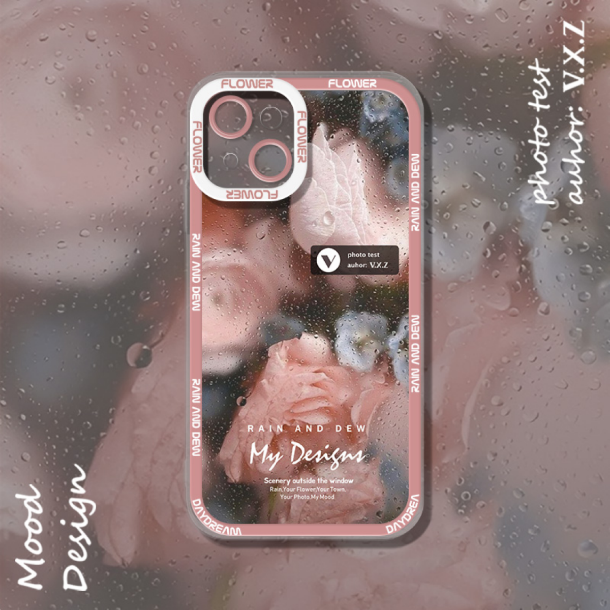 「霧中のフローラル」 ソフトiPhone対応スマホケース ｜雨夜の月、霧の中で花を見る|undefined