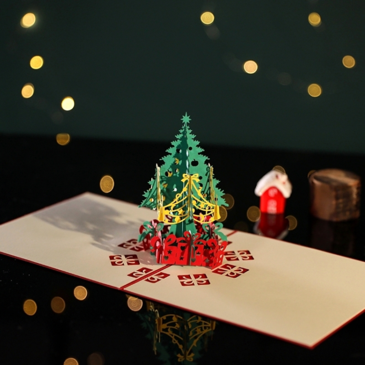 『ポップアップカード』クリスマスの木（２枚入り）｜ プレゼントと一緒に届けよう♪