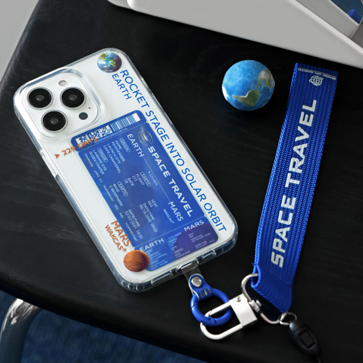 「オリジナルデザイン・火星へのチケット」 クリアiPhone対応スマホケース（14も対応） ｜ストラップ付、スタイリッシュ風、火星に何があるの|undefined