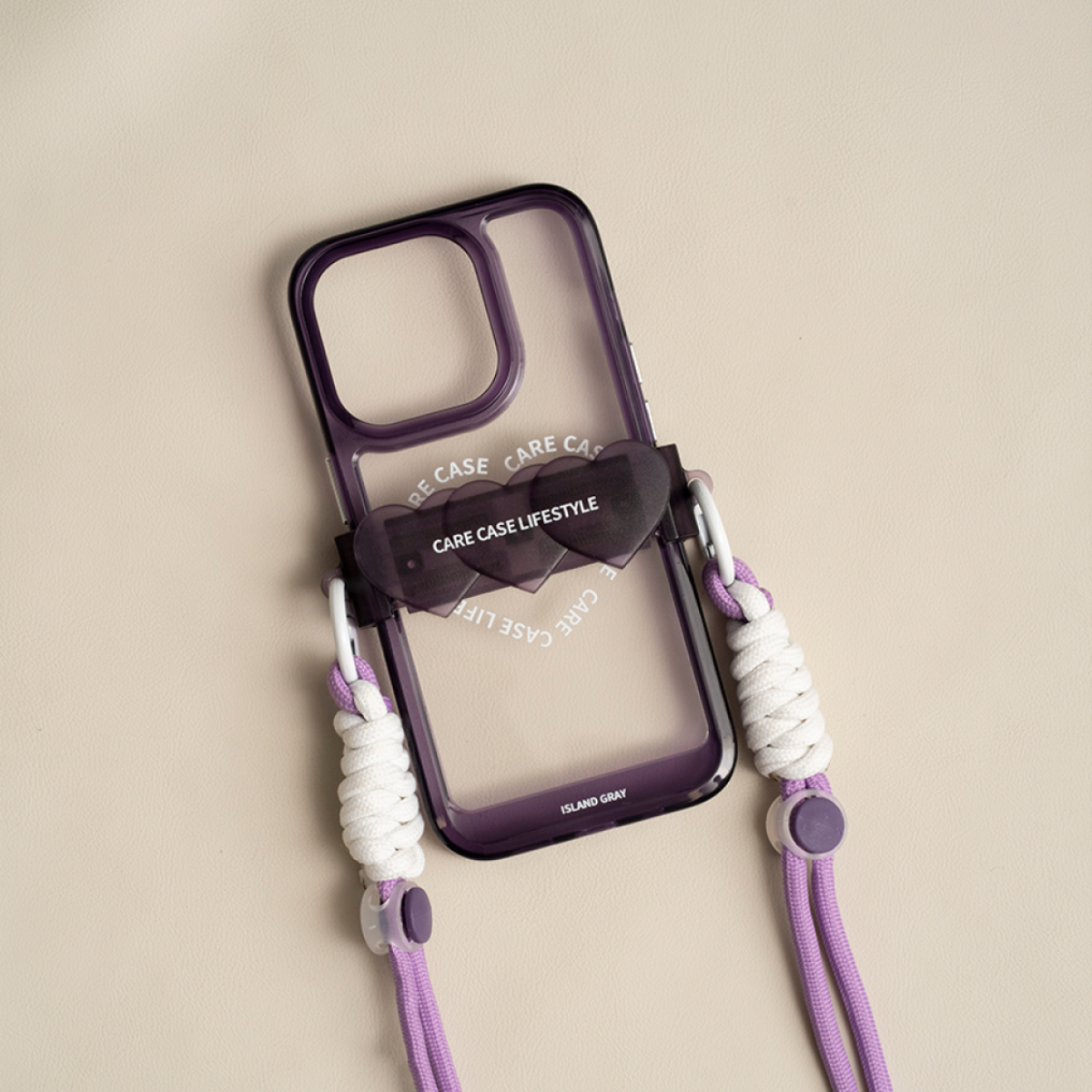 「スタイリッシュ風・綺麗な紫白カラー」 クリアソフトiPhone対応スマホケース （14も対応） ｜ストラップ付き、オリジナルデザイン、お洒落|undefined