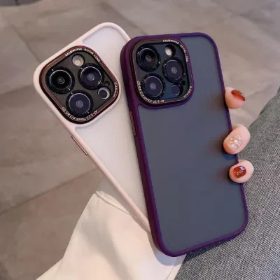 ワクワク広場 「金属レンズリング・ベーシックタイプ」 艶消しiPhone対応スマホケース（14も対応） ｜カラフルな色選択、高級感たっぷり