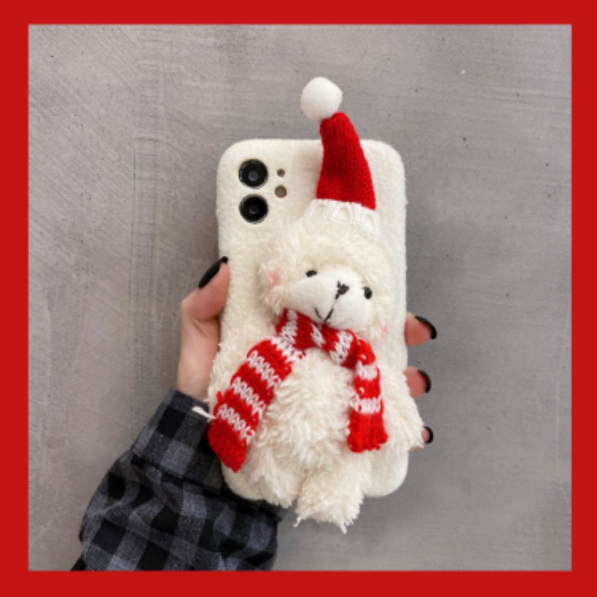 【クリスマス特集】「ぬいぐるみの熊」iPhone対応スマホケース｜メリークリスマス|undefined