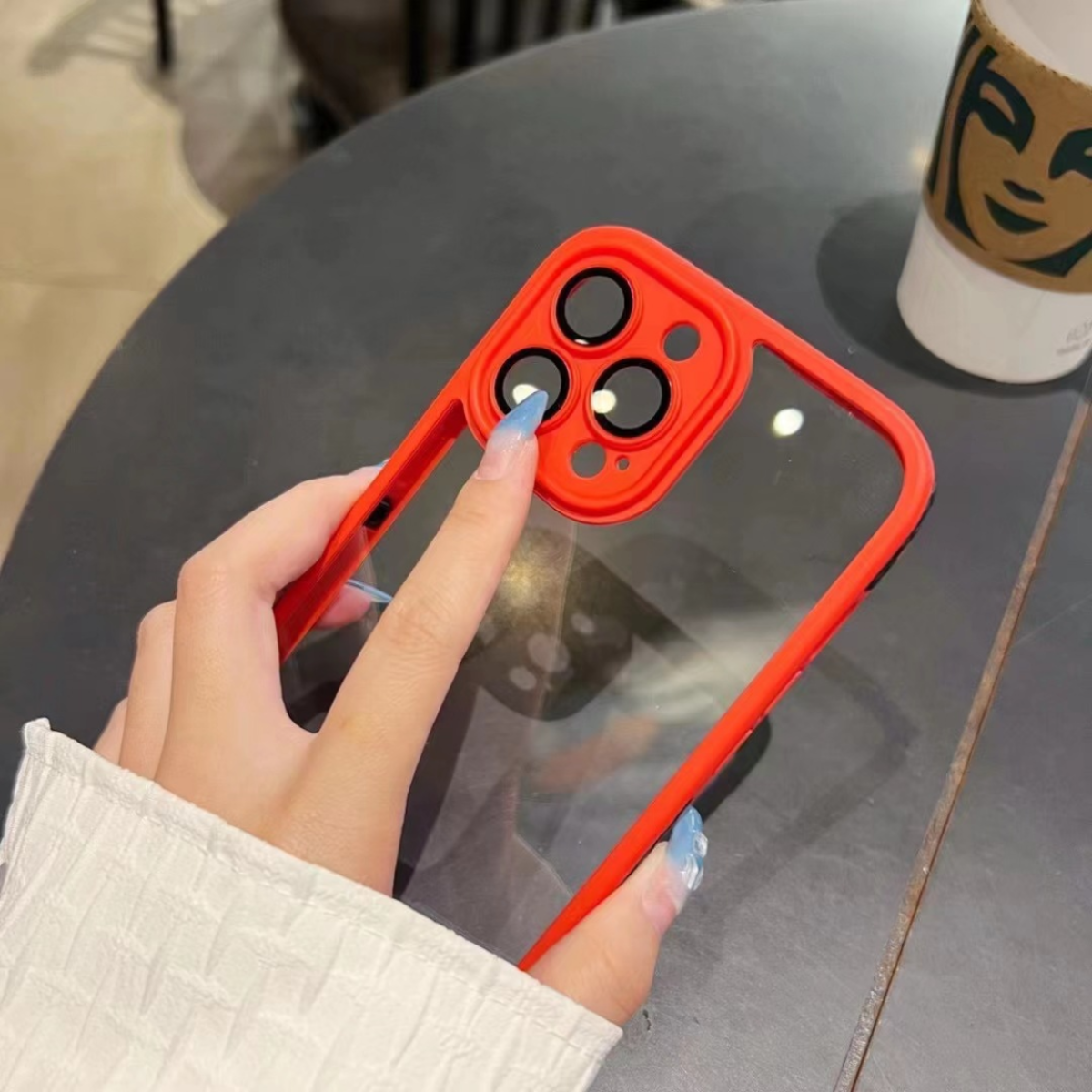 「補色デザイン」 iPhone対応スマホケース ｜連続円形フレーム|undefined