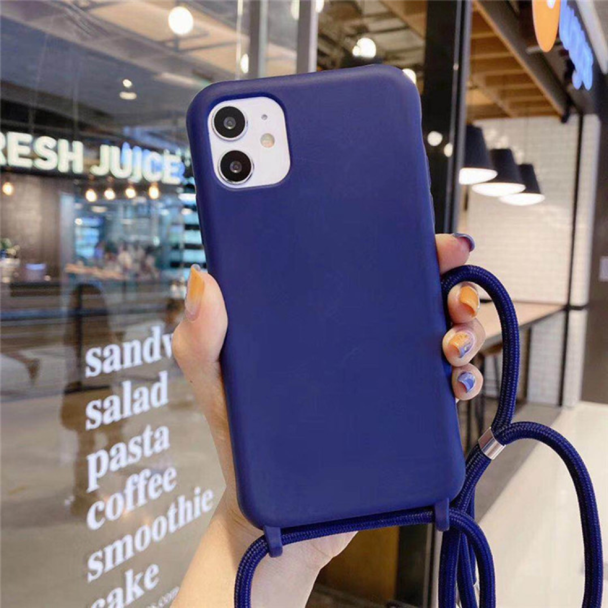 「マット触感・ピュア色」iPhone対応スマホケース ｜斜めかけストラップ付き|undefined