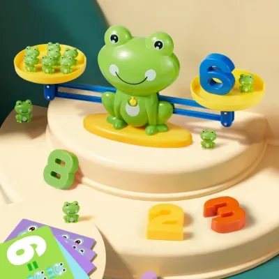 『知育おもちゃ』数字の重りが体感できるカエル天秤おもちゃ｜幼児へのかずの数え方は、実際のものを触り、現実のものと向き合って数と量を理解する！  