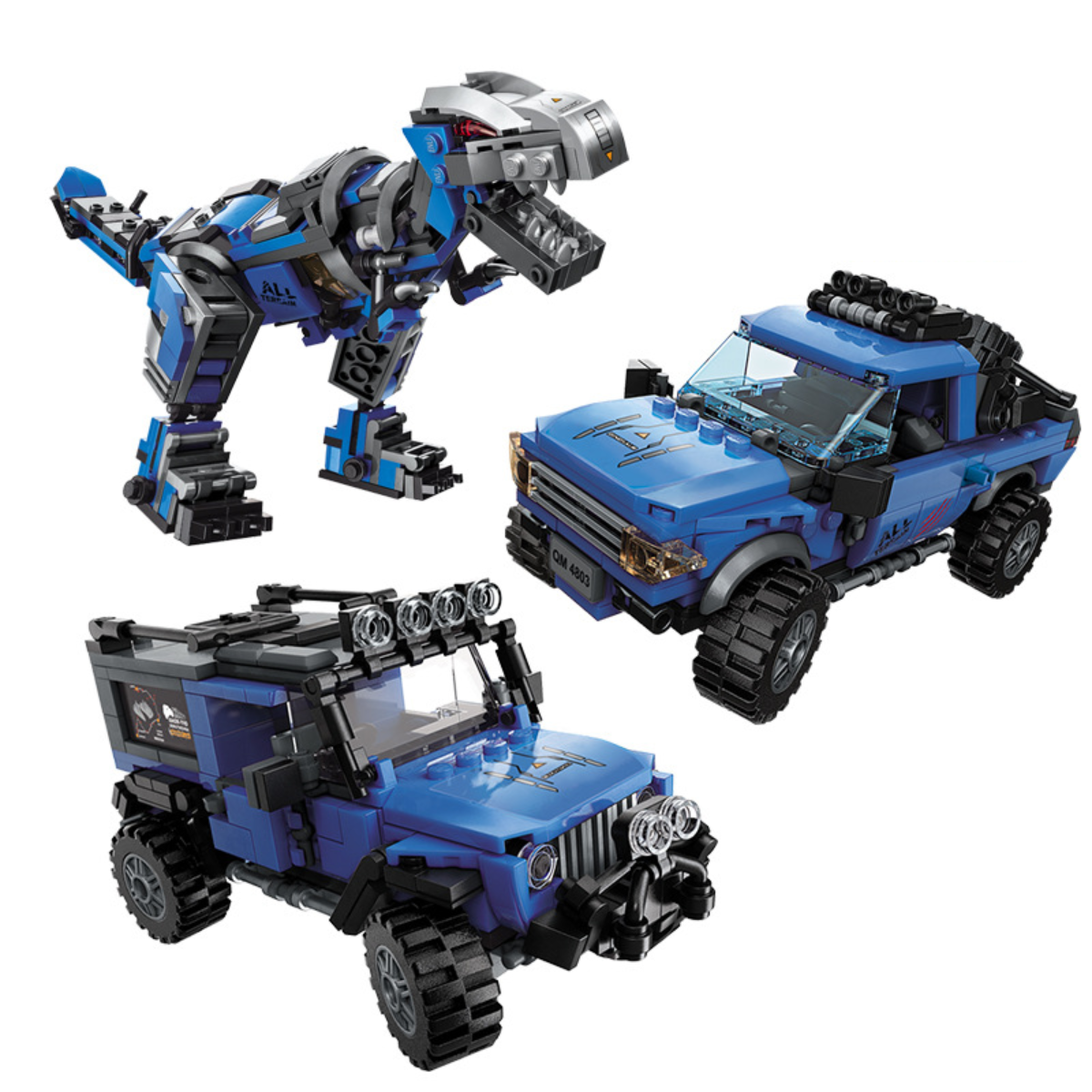 『知育おもちゃ』変形ブロック｜恐竜と2種類の車に変形可能·男の子へ最高のプレゼント