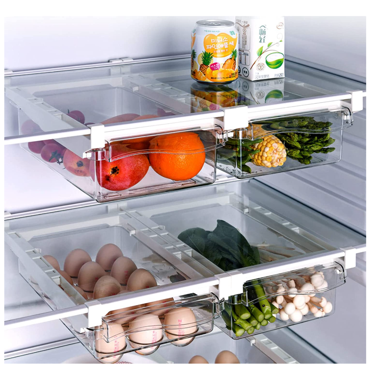 冷蔵庫引き出し　 卵・野菜2点セット|余分なスペースを利用！ 冷蔵庫に負担をかけない！
