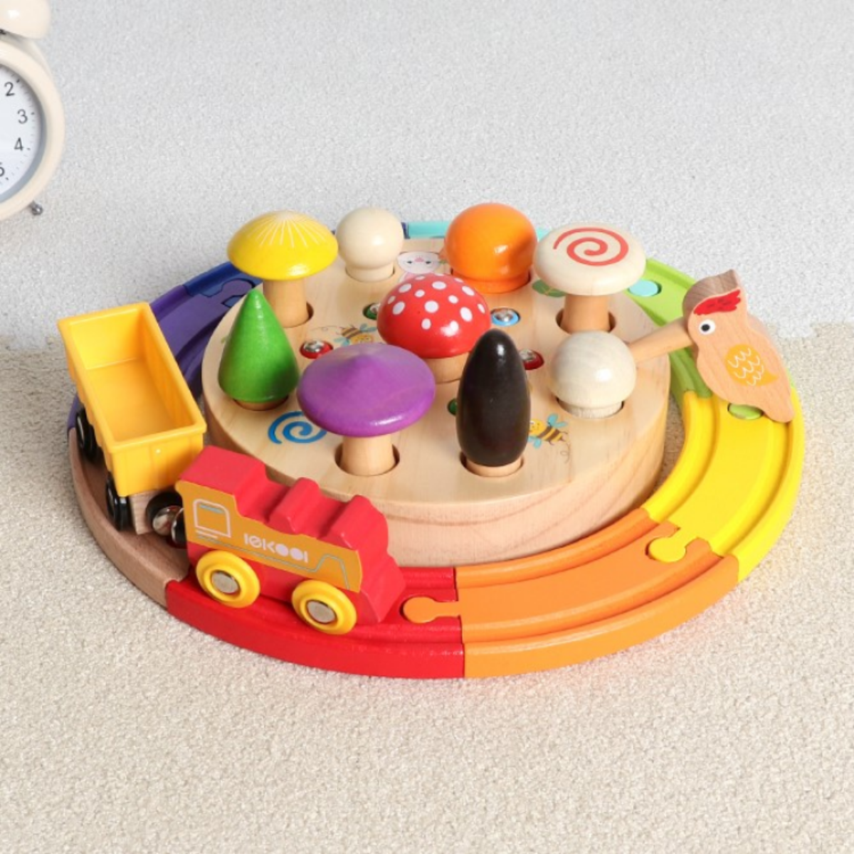『知育おもちゃ』 キノコはめ込む　虫捕る 汽車回ぐるぐる走る木製パズル｜手先訓練に役に立つおもちゃ！マグネット遊びいっぱい、何度も繰り返しても飽きず遊べる|undefined