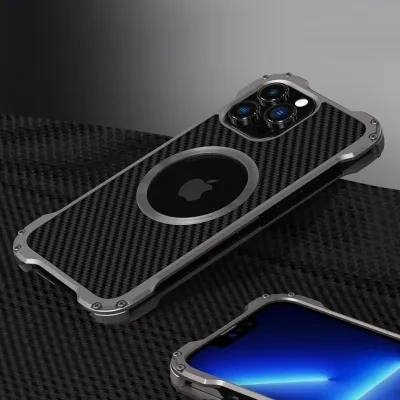 iPhone14対応・マグセーフ金属ケース・iPhone13 Pro Max対応・カーボンファイバーケブラーケース